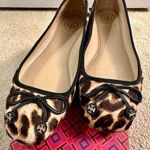 Tory Burch Leopard Calf Hair ballet flats